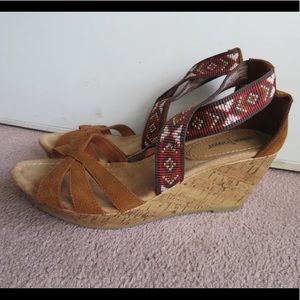 Minnetonka Moccasin-Style Wedge Sandals